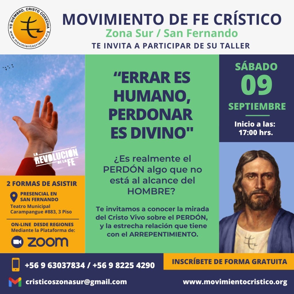 Invitación a Taller sobre Arrepentimiento y&nbsp;Perdón